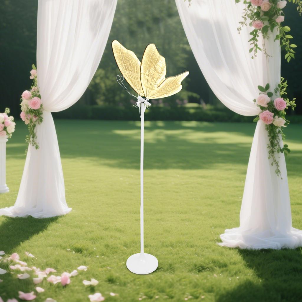 Elegant LED Illuminated Butterfly Pathway Floor Lamp, 1-Piece Romantic Warm White Ambient Lighting for Wedding Reception Decor