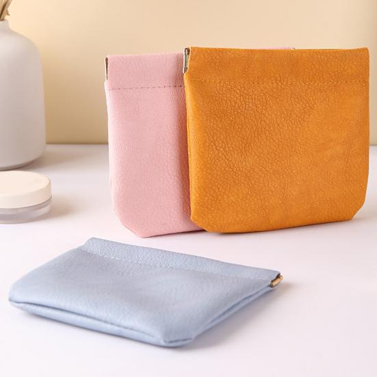 12Pcs Faux Leather Makeup Bag Snap-Closure Mini Cosmetic Bag Waterproof Storage Bag Portable Self-Sealing Bag