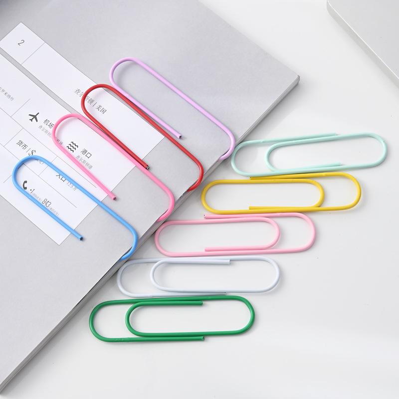 100mm Extra Velké Kancelářské Svorky v Barvě Macarons, Plastem Potažené, 10cm Ohýbaný Design
