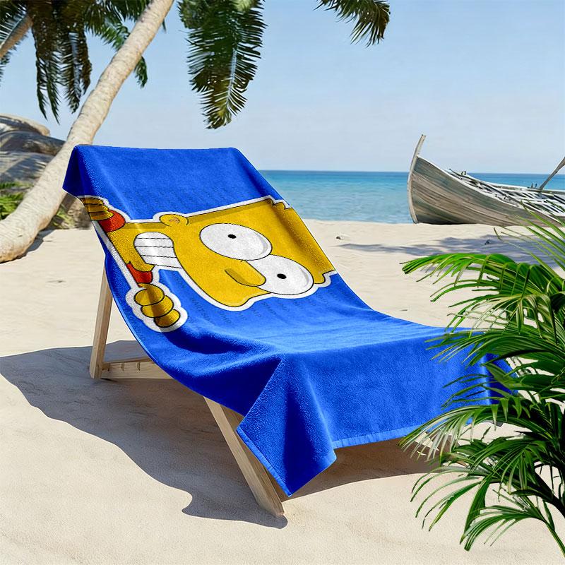 Bart Print Beach Towel, Large Soft Quick Dry Towel for Beach Camping Swimming