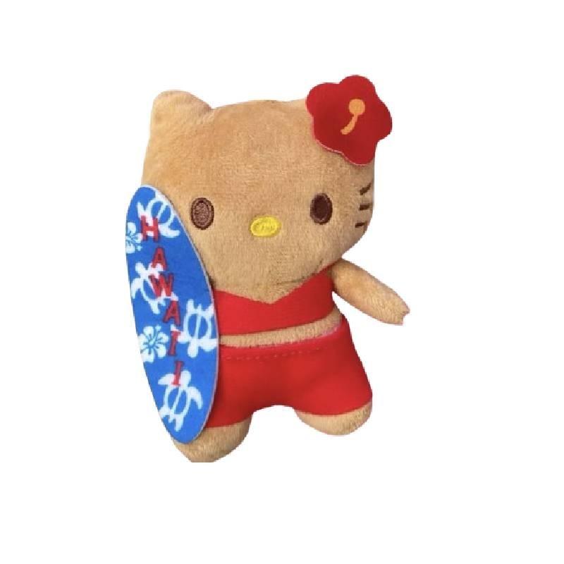 Cute Cartoon Hello Kitty Plush Keychain Adorable Kt Doll With Black Leather