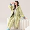 Women's Cute Hooded Coral Fleece Pajama Set - Flannel Long Robe for Autumn/Winter