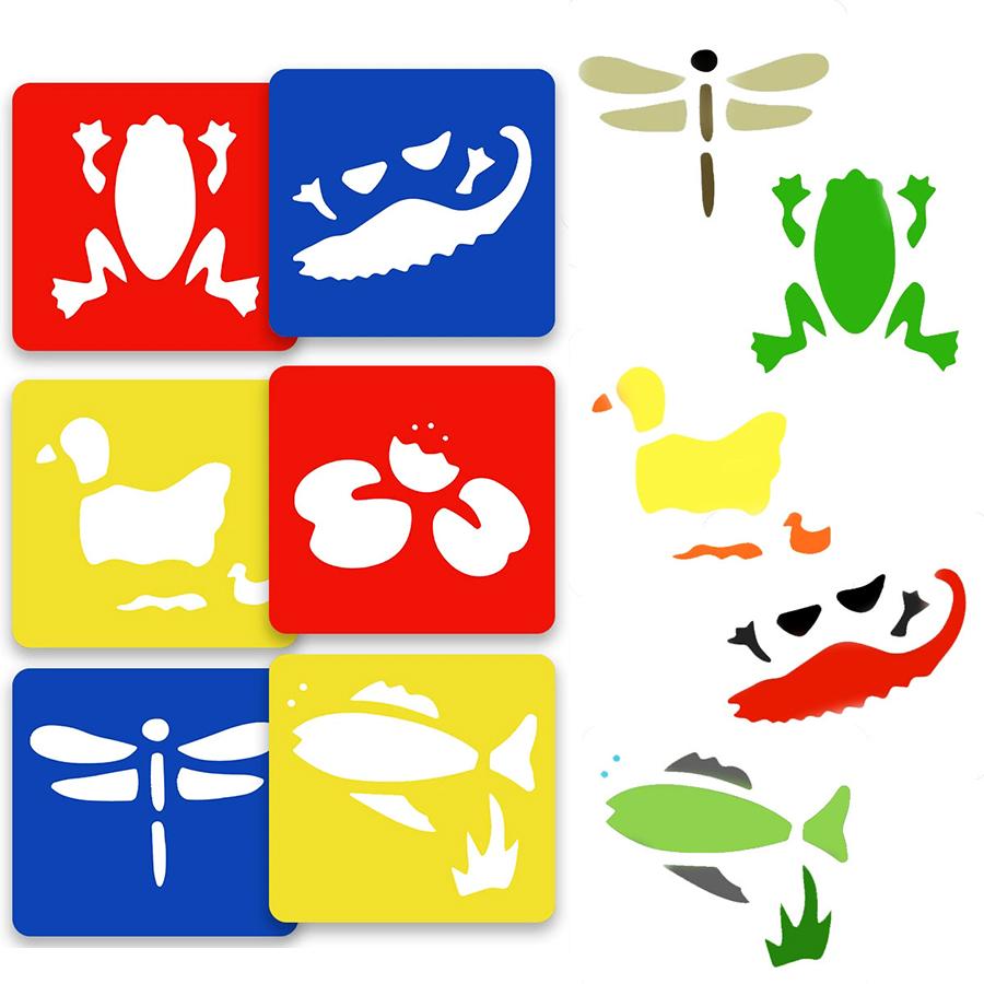6-24Pcs Simple Cartoon Pattern Drawing Templates Art Tool for Watercolor Pen Oil Painting Pigment Chalk Home School Art Crafts