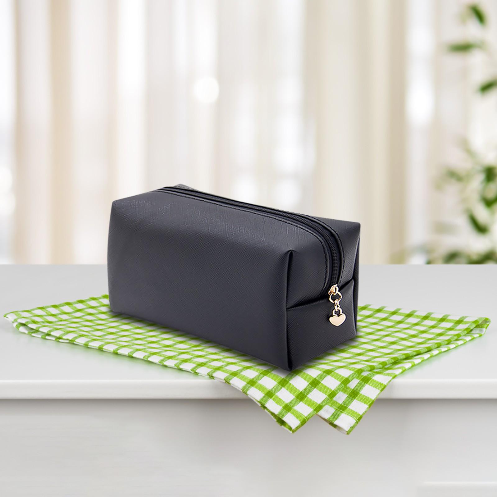 

Кожаная женская квадратная портативная водонепроницаемая дорожная сумка для хранения туалетных принадлежностей E чёрный