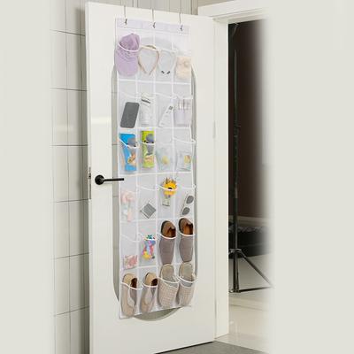 24/28 Pocket Hanging Metal Hooks Over Door Shoe Organiser Polyester Fabric