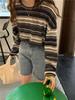 2025 Autumn Women's Striped Long Sleeve College-Style Loose Round Neck T-Shirt