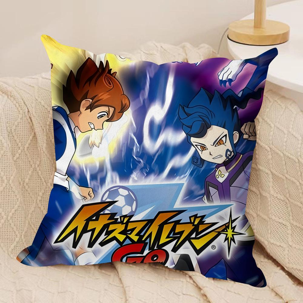 IInazuma ElevenS Anime Cushion Cover Silky Short Plush Invisible Zipper Dustproof Sofa Pillow Case For Home Decor