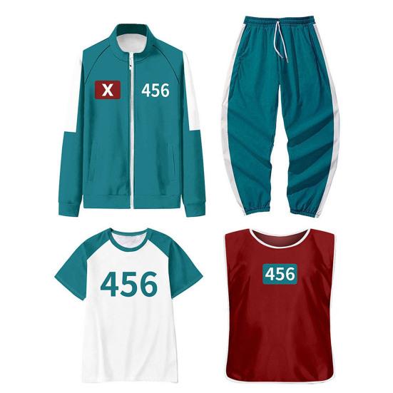 4 Pcs/Set Korean Game Cosplay Costume Squid Series Tracksuit Sweatshirt Jacket Pants
