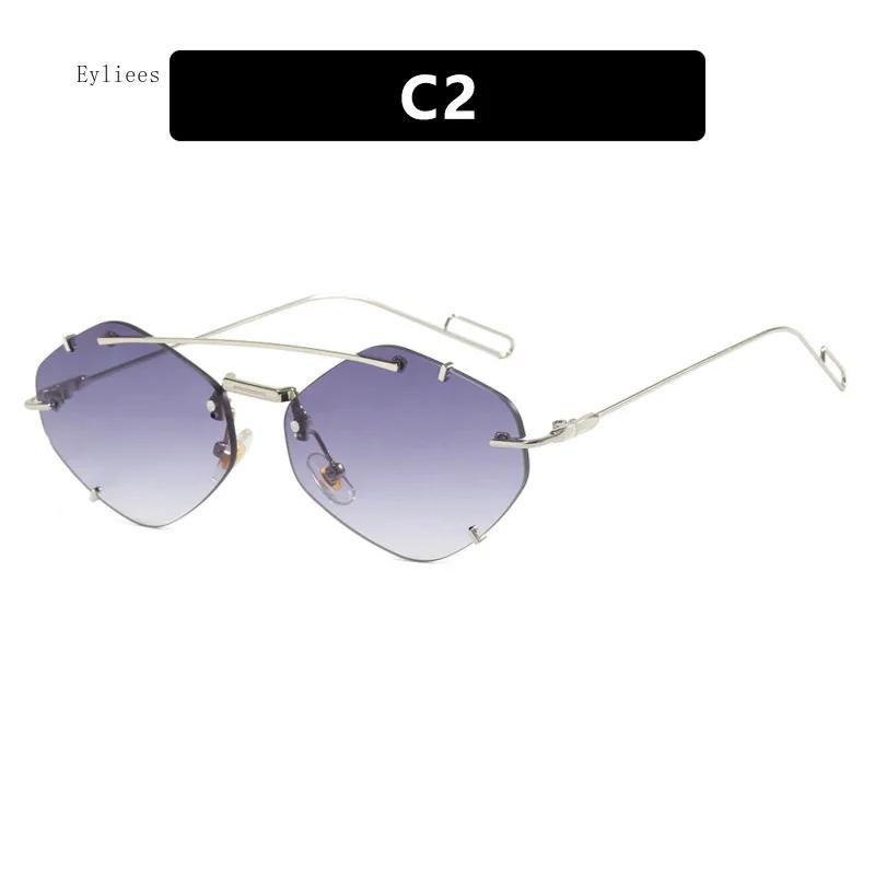 

Retro Oval Metal Sunglasses Men Women Steampunk Rimless Polygon Glasses Women Brand Designer Trendy Eyewear Oculos De Sol UV400
