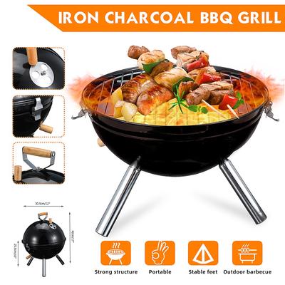 Outdoor Camping Travel Charcoal Stove Indoor BBQ Stove Cooking BBQ Cooking Tools Portable BBQ Grill Black