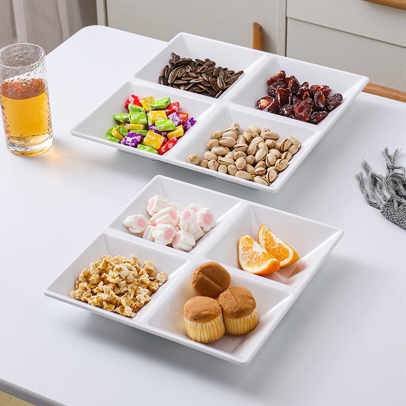 Commercial Divided Dining Plate Imitation Porcelain Melamine Tableware