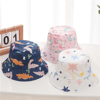 Chapeau seau imprimé de dessin animé pour bébé, chapeau Panama pour enfants, chapeau de soleil en coton doux, casquette de plage pour garçons et filles, printemps et été