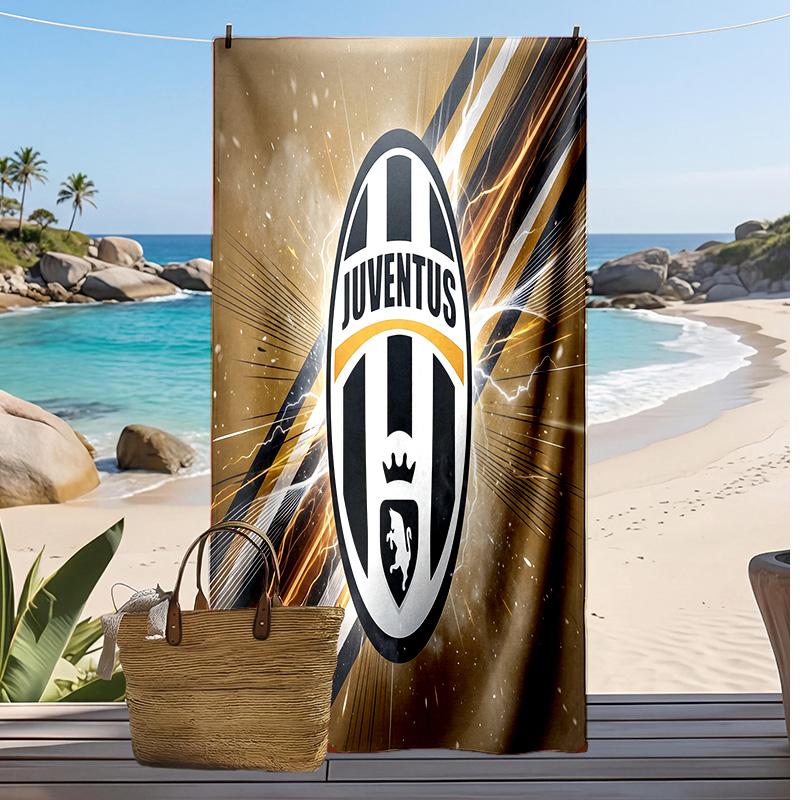 Juventus FC Printed Beach Towel Quick Dry Soft TowelPortable Large Rectangular Beach Blanket for Travel Swimming Pool