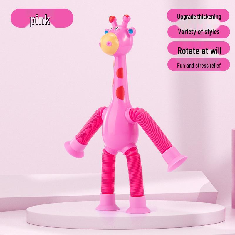 Luminous Giraffe Suction Cup Telescopic Tube - Educational & Decompression Toy for Children