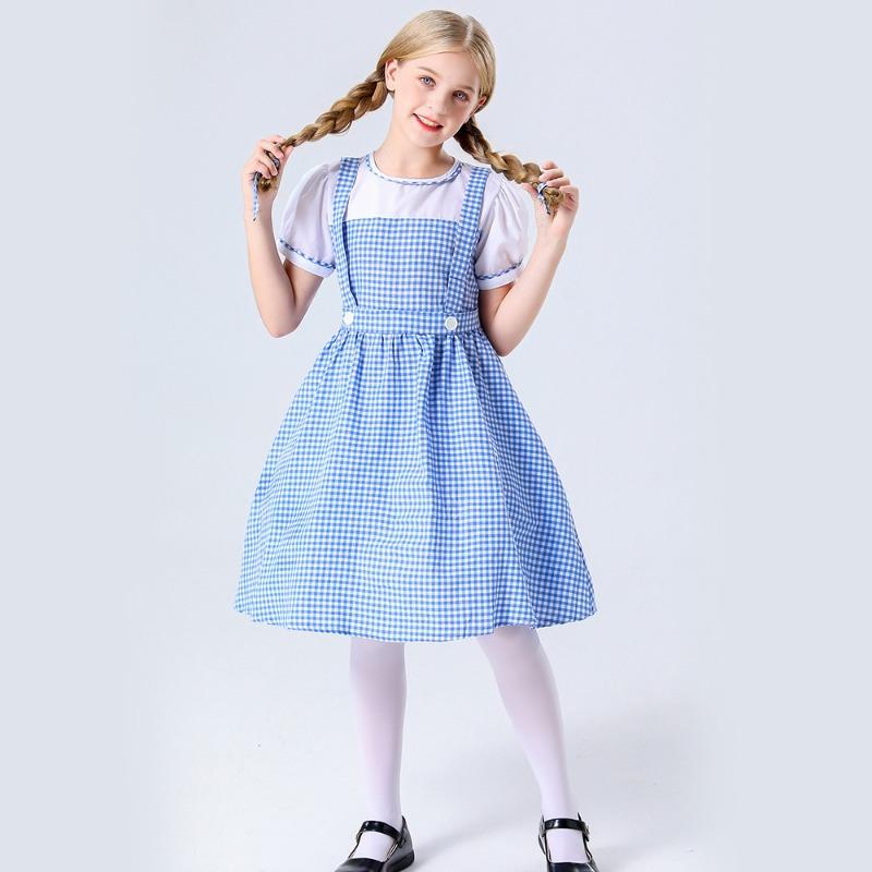 

Children s Day, Dorothy Blue and White Plaid Princess Dress Kindergarten Parent-Child Performance Costume 150