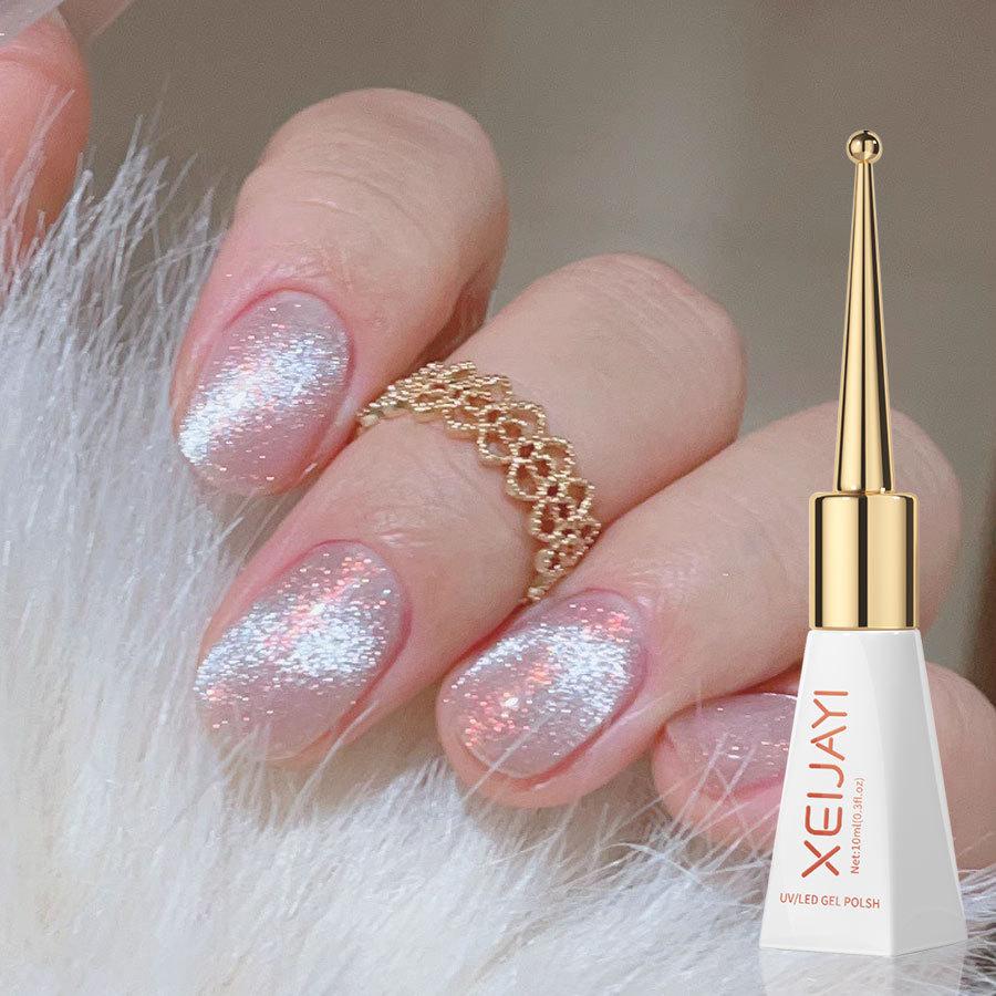 Rainbow Cat Eye Nail Gel Art Glitter Shinny Effect UV Gel Polish Shimmer Dust DIY Nails Decor