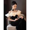 Black One-word Shoulder Evening Dress, Femininity, High-end Fishtail, Advanced Sense, Adult Ceremony Banquet Dress, Light Luxury Niche