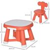 DEVESSPORT Children's Desk Set Table & 2 Coral Red Chairs, Writable Whiteboard, Multifunctional, From 12 Months