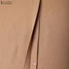 ZANZEA Autumn Spring Women Lapel Collar Belted High Waist Split Long Sleeve Casual Maxi Dress