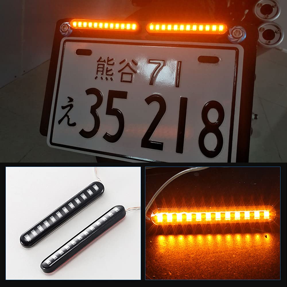 NAKOBO LED Motorcycle Turn Signal Universal Stick License Lamp Plus Cornering Lamp Flowing
