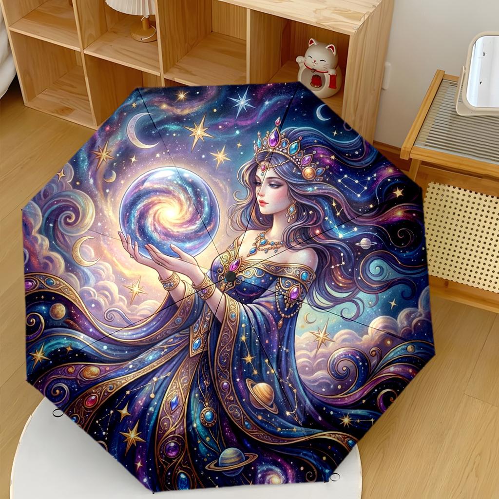 Galactic Queen'S Dance Compact Travel Automatic Umbrella Compact 8Rib Design Foldable Design Allseason Use Elegant Umbrella Perfect Gift For Friends