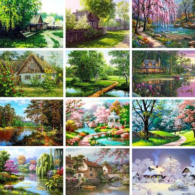 5D DIY Diamond Painting Landscape Rhinestone Picture Full Round Diamond Embroidery Landscape Mosaic Cross Stitch Home Decor