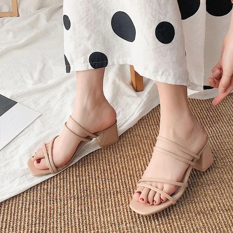 Women High Heel Sandals Summer Casual Female Shoes Woman Square Heel Open Toe Ankle Strap Ladies Sandalias Wedge Shoe 2024 New