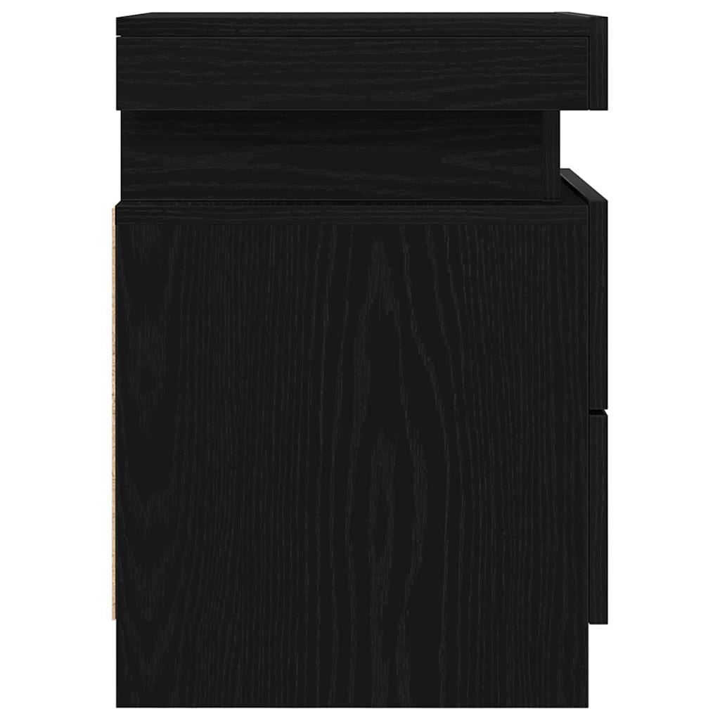 Nightstand Black Oak Effect 35 x 39 x 55 cm Engineered Wood