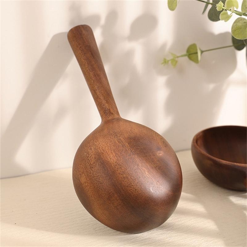 Long Handled Wooden Serving Soup Spoon Heat Resistant Water Ladle For Everyday Cooking And Modern Kitchens Ultensils