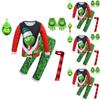 Festive Christmas Green Monster The Grinch Cosplay Pajamas Costume For Kids