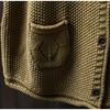 Vintage Knitted Sweater Women Autumn Casual Solid Color Button Patchwork Pockets