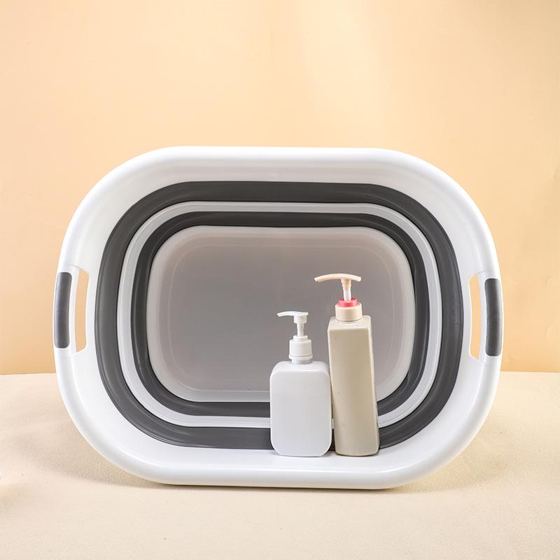 Collapsible Plastic Laundry & Pet Bath Basin with Storage
