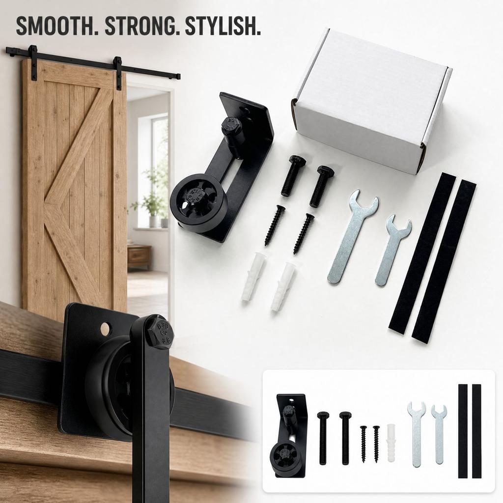 8-in-1 Verstelbare Deurhangende Rail Hardware Kit, Schuifdeur Rail Fittingen voor Huisdeur