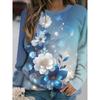 Fashion Versatile Flower Print Women's Top Long Sleeve Casual Loose T-Shirts Women’s Pullovers Long Sleeves Women’s