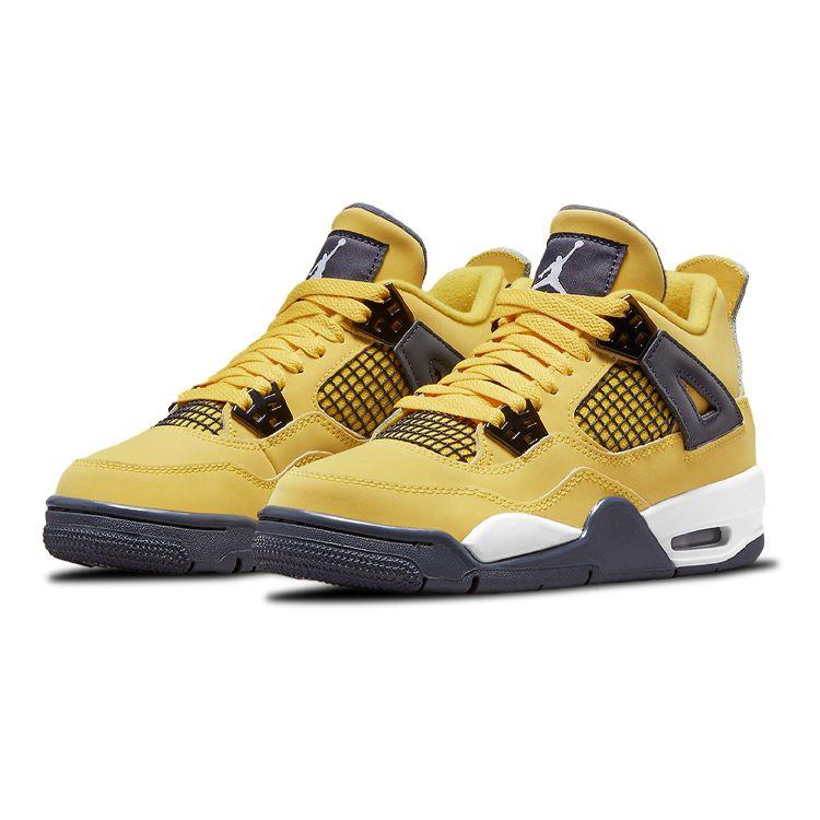 Air Jordan 4 Retro GS Lightning 2021 Kids Sneakers Yellow Tour-Yellow Multi-Color 408452-700