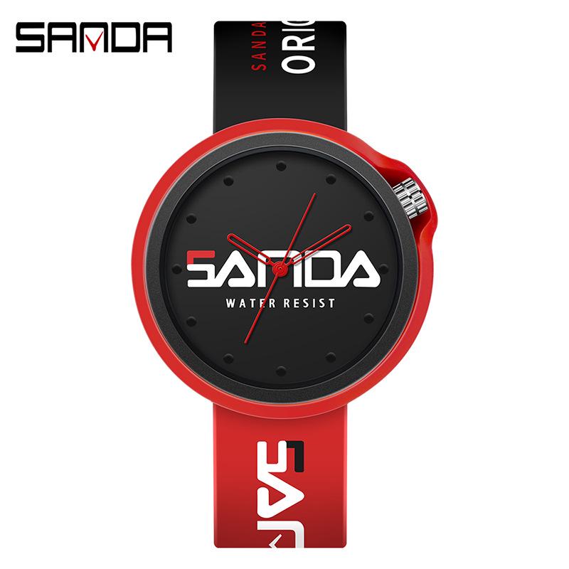 Sanda Stylish Korean-Style Waterproof Watch with Detachable Silicone Band for Men, Women, and Students