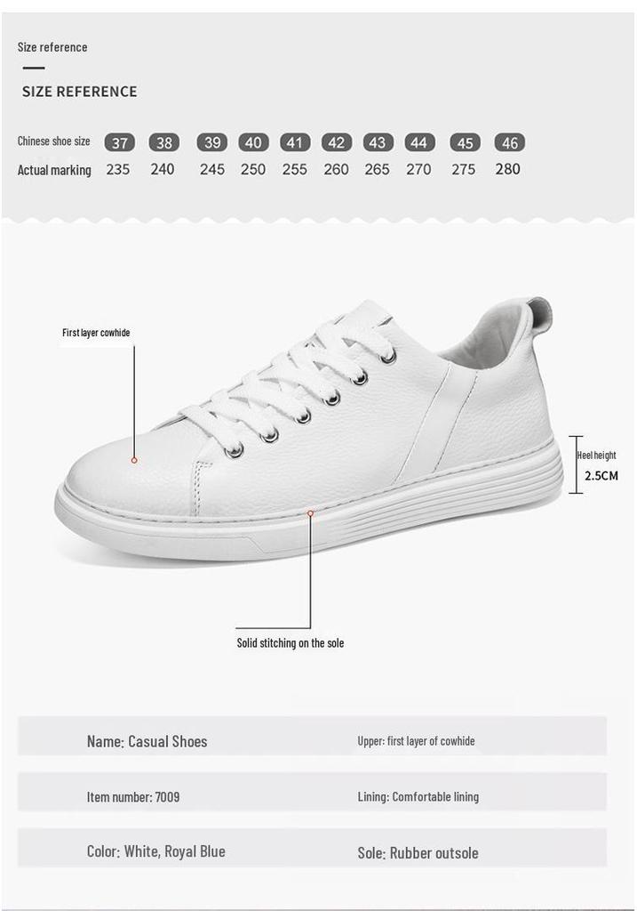 Men's Genuine Leather Retro White Cowhide Sneakers