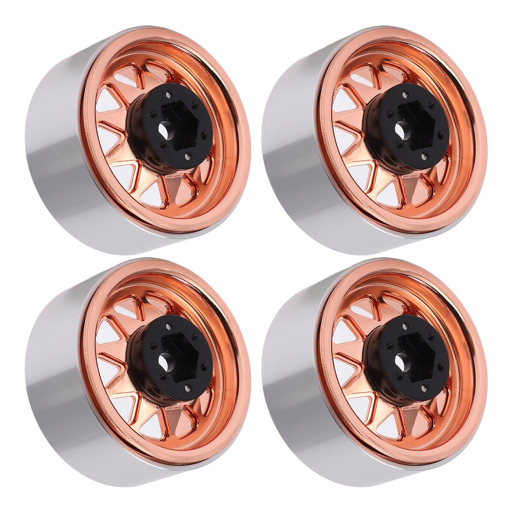 4pcs Metal 1.9 Inch Wheel Rims 10 Triangle Hole Hub for AXIAL SCX10 110 RC Climbing CarGold