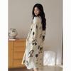 Bamboo Fiber Women's Long Sleeve Wabi-Sabi Nightgown - Mid-Length Autumn Pajamas Dress