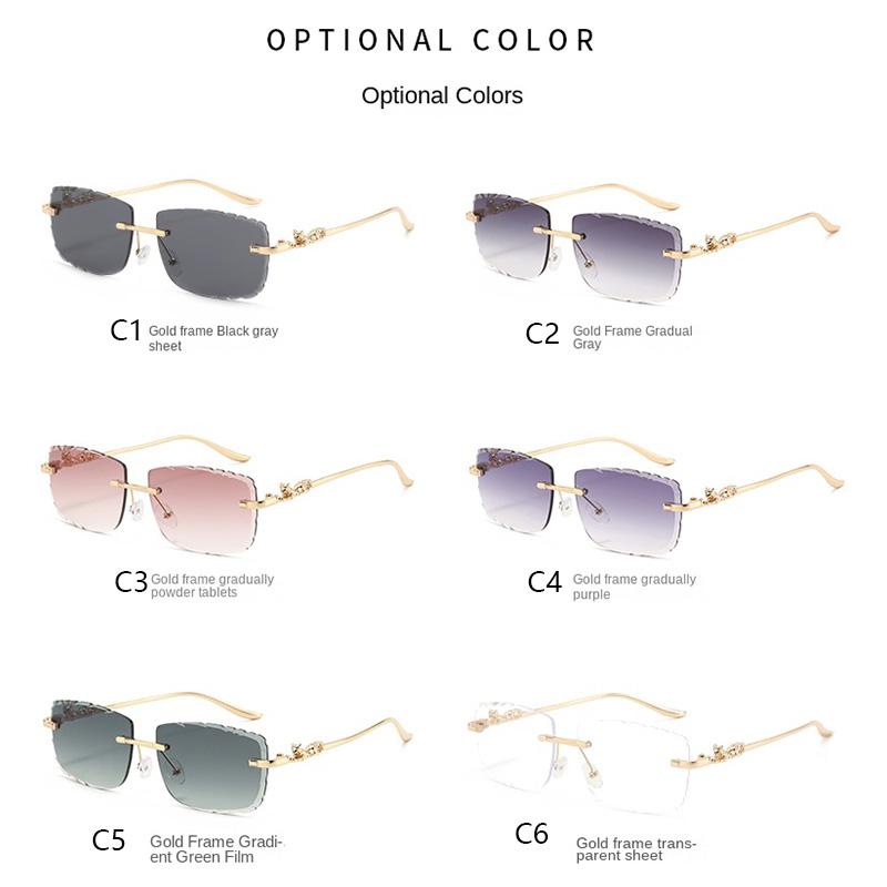 Frameless Square Metal High-end Glasses Fashion Trendy UV Resistant Outdoor Sunscreen Sunshade Sunglasses