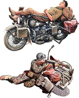 Miniart WLA Motorcycle and American Soldier Rest and Combat Plastic Model MA53068 1/35 (Person)