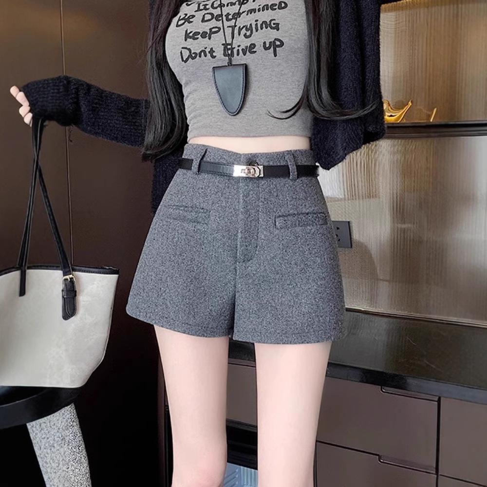 

High Waist Loose Fit Kids Wool Booty Shorts for Autumn/Winter 2XL чорний