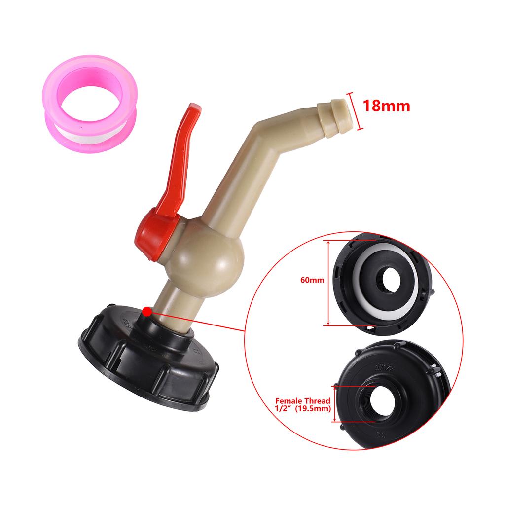 S60X6 IBC-Tankadapter für Gartenbewässerung, Wasserwürfelventilanschluss 1/2", 3/4", 1", Kugelhahn, Schlauchschalter, Wasserhahnanschluss