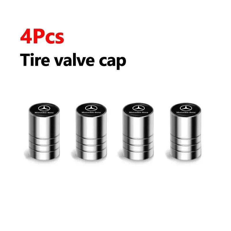 WXUKM1 C200 E200 New 2025 For Mercedes Benz 4Pcs Car 3D Logo Tire Valve Caps Emblem Cap Case For Mercedes Benz AMG Smart W205 C300 W203