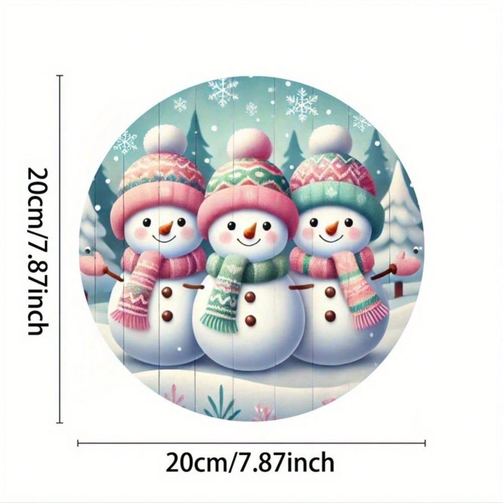 Snowman Metal Sign Wreath Tin Wall Art for Home Bar Farmhouse Decor Iron Round Craft