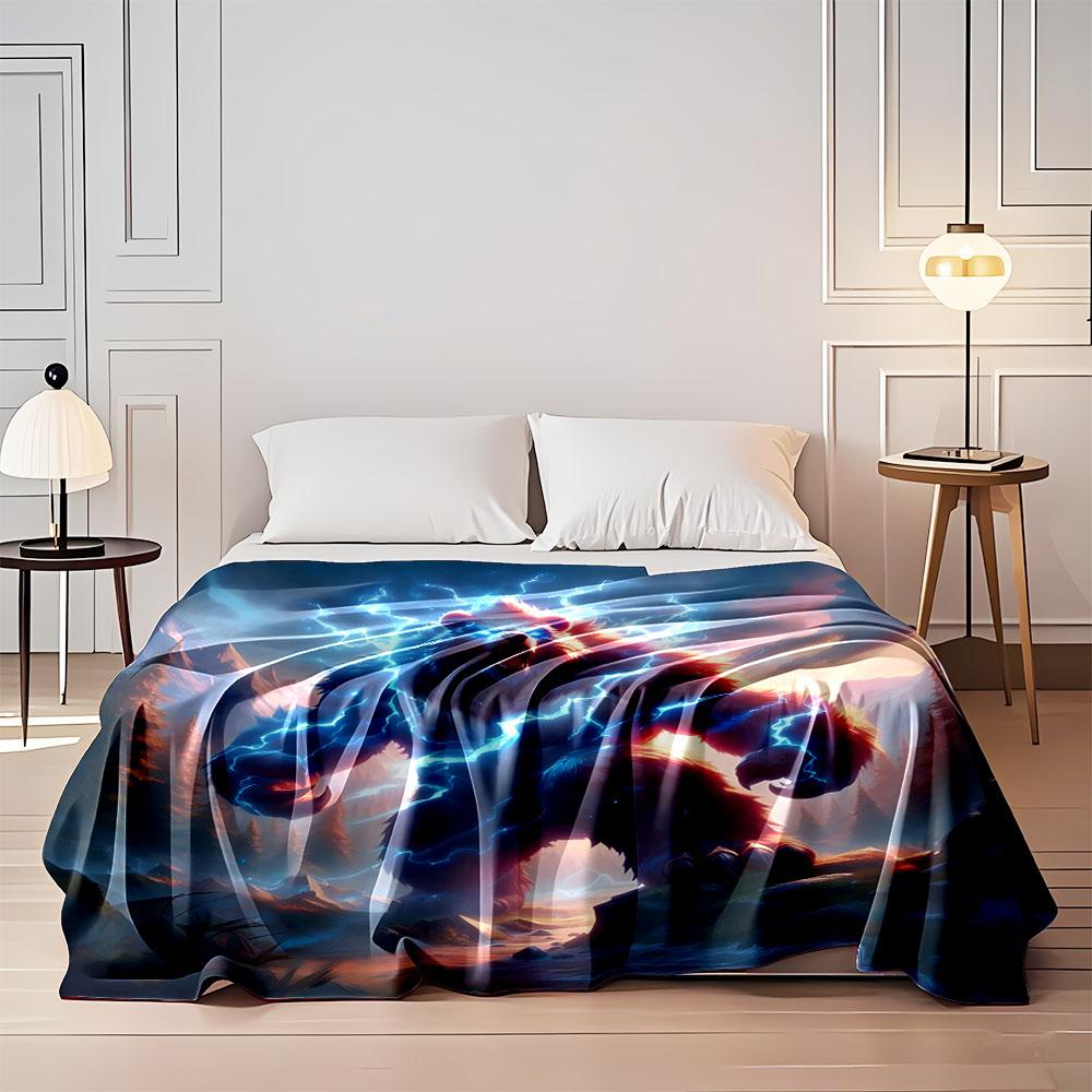 Electric Storm Bear print blanket soft and cozy perfect for the living room bed sofa or a nap,gift