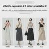 Women's American-Style A-Line High Waist Skirt with Pockets - Solid Color, Mid-Length, Slim Fit, Split Design for Spring/Summer 2025