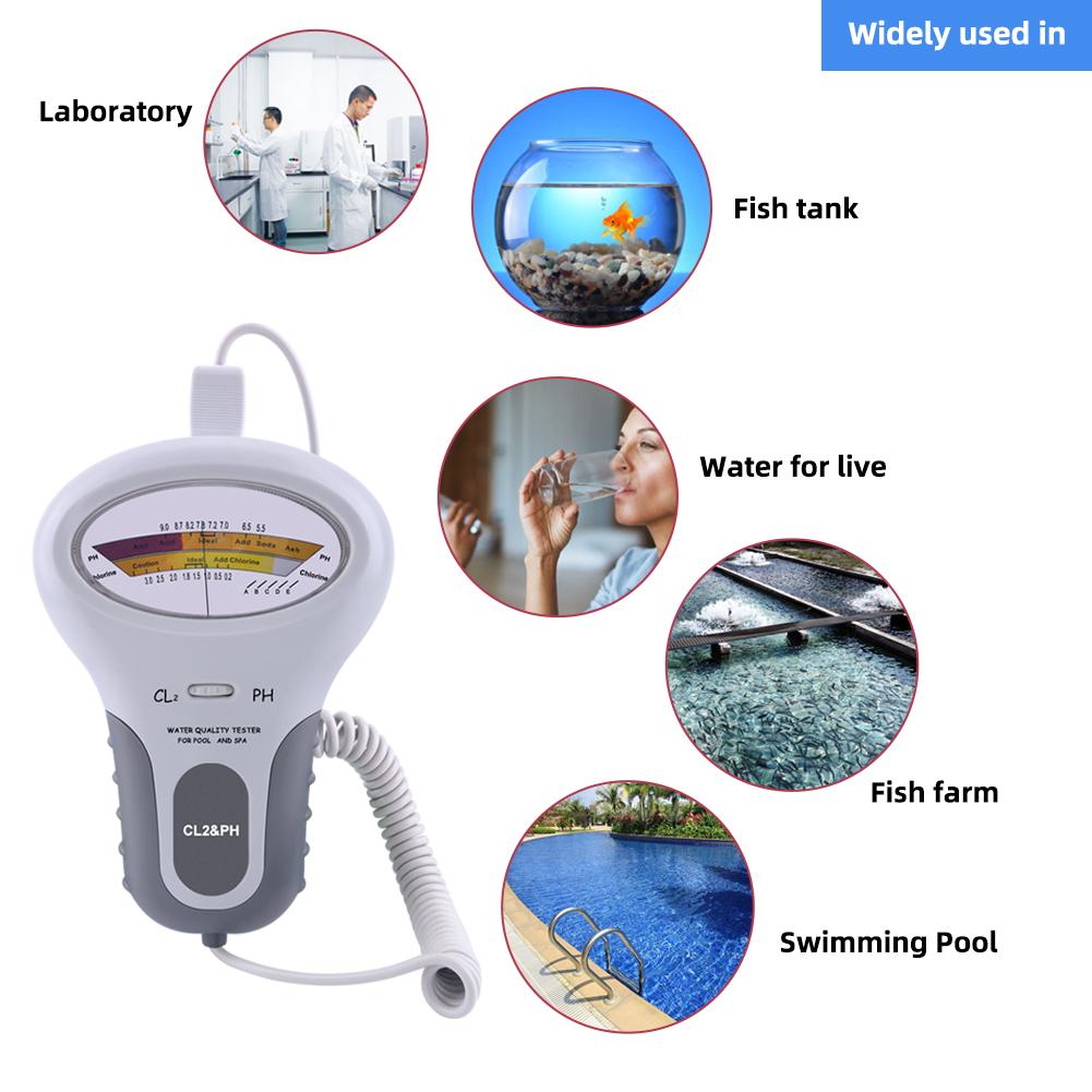 Digital PH CL2 Water Quality Tester Monitor For Pool Spa Swimming Pool Chlorine And PH Level Meter For Aquarium Hot Spring