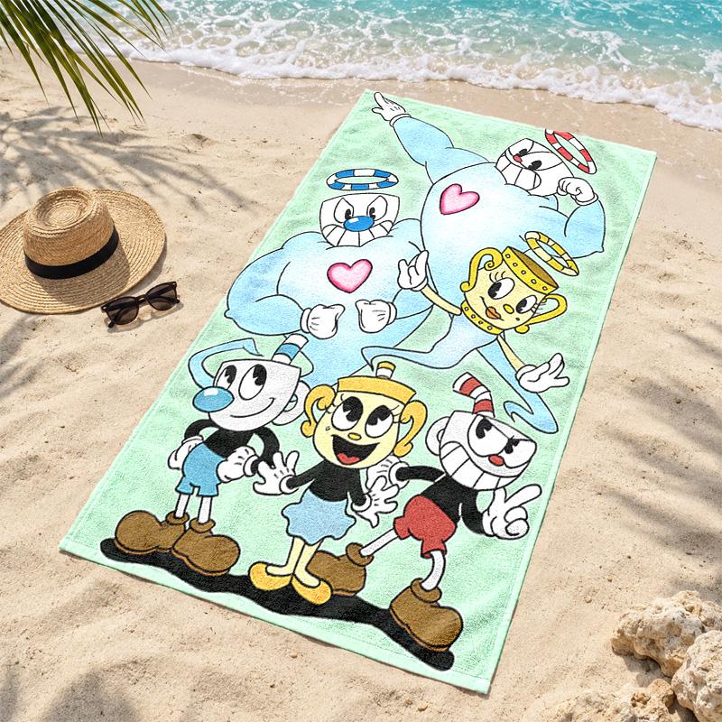 Cuphead Microfiber Beach Towel Quick Dry Sand Free Lightweight Beach Towels for Travel Swimming Camping