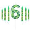 7pcs Green My World Candle Birthday Party Pixel Theme Birthday Party Video Game Party Decoration  0-9 Cake Top Digital Candles